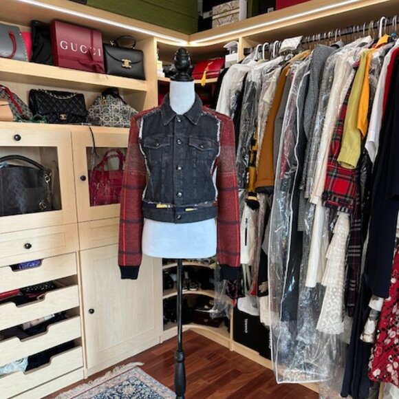 Sonia Rykiel Jackets & Blazers - Sonia Rykiel Plaid Print Denim Jacket Size M